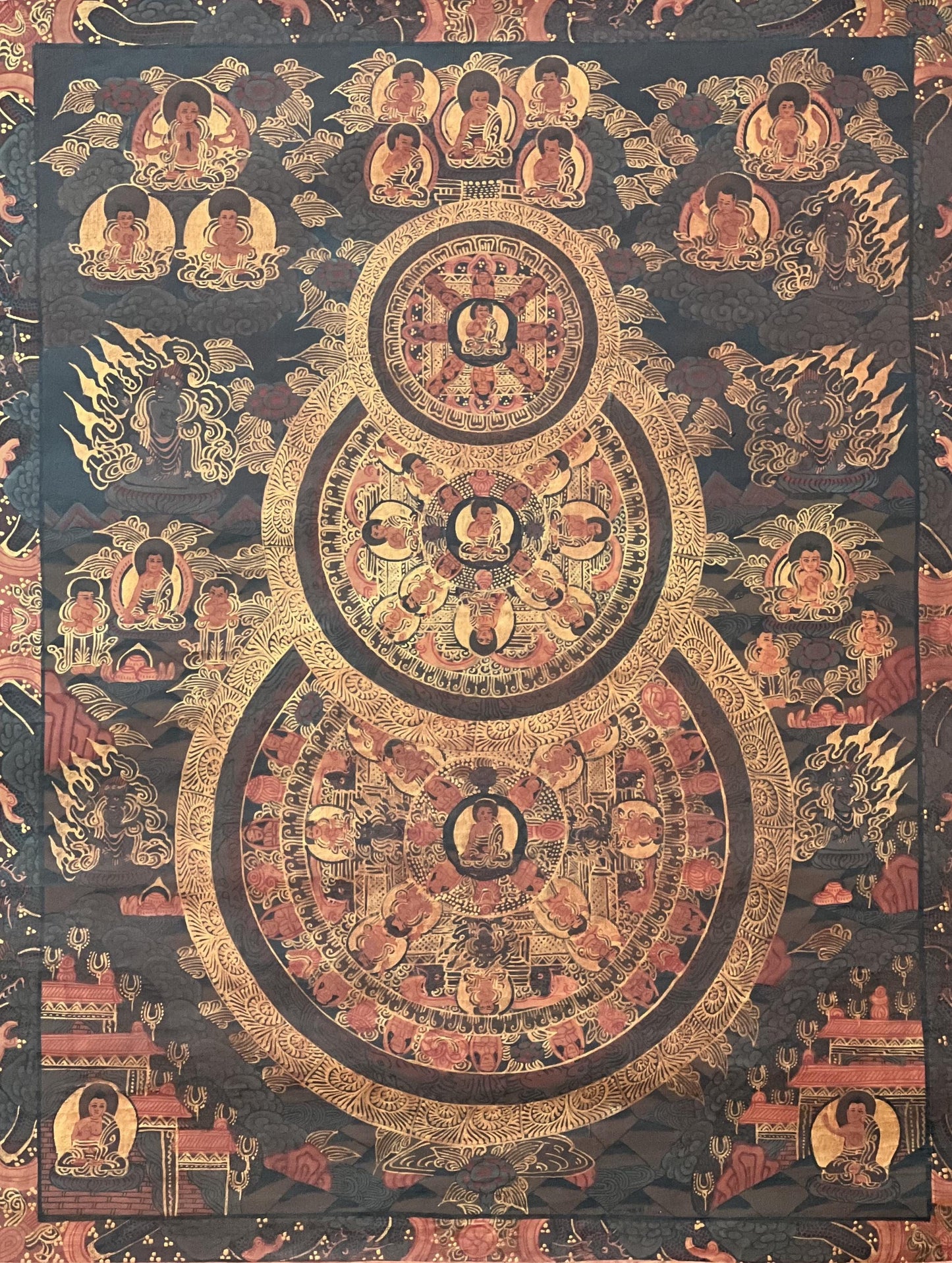 Hand-Painted Buddha Life Mandala Thangka | Tibetan Meditation Art