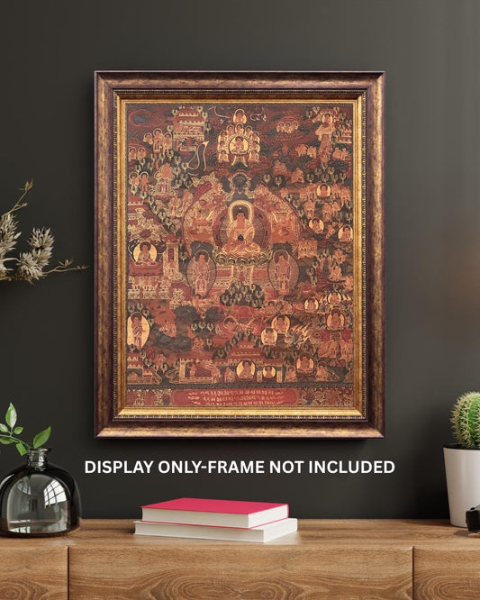 Hand-Painted  Buddha Life Mandala Tibetan Thangka Painting - Semi-Old Oil-Varnished Meditation Art