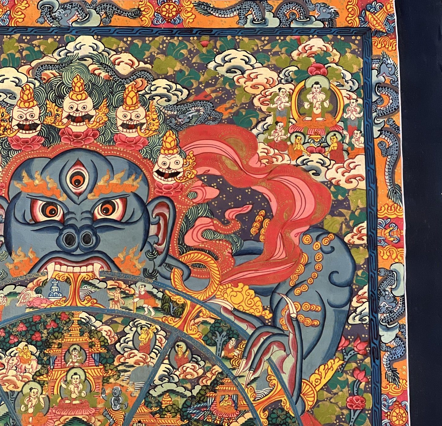 Wheel of Life Bhavachakra Tibetan Thangka Painting | Hand Painted Samasara Buddhist Teaching Art