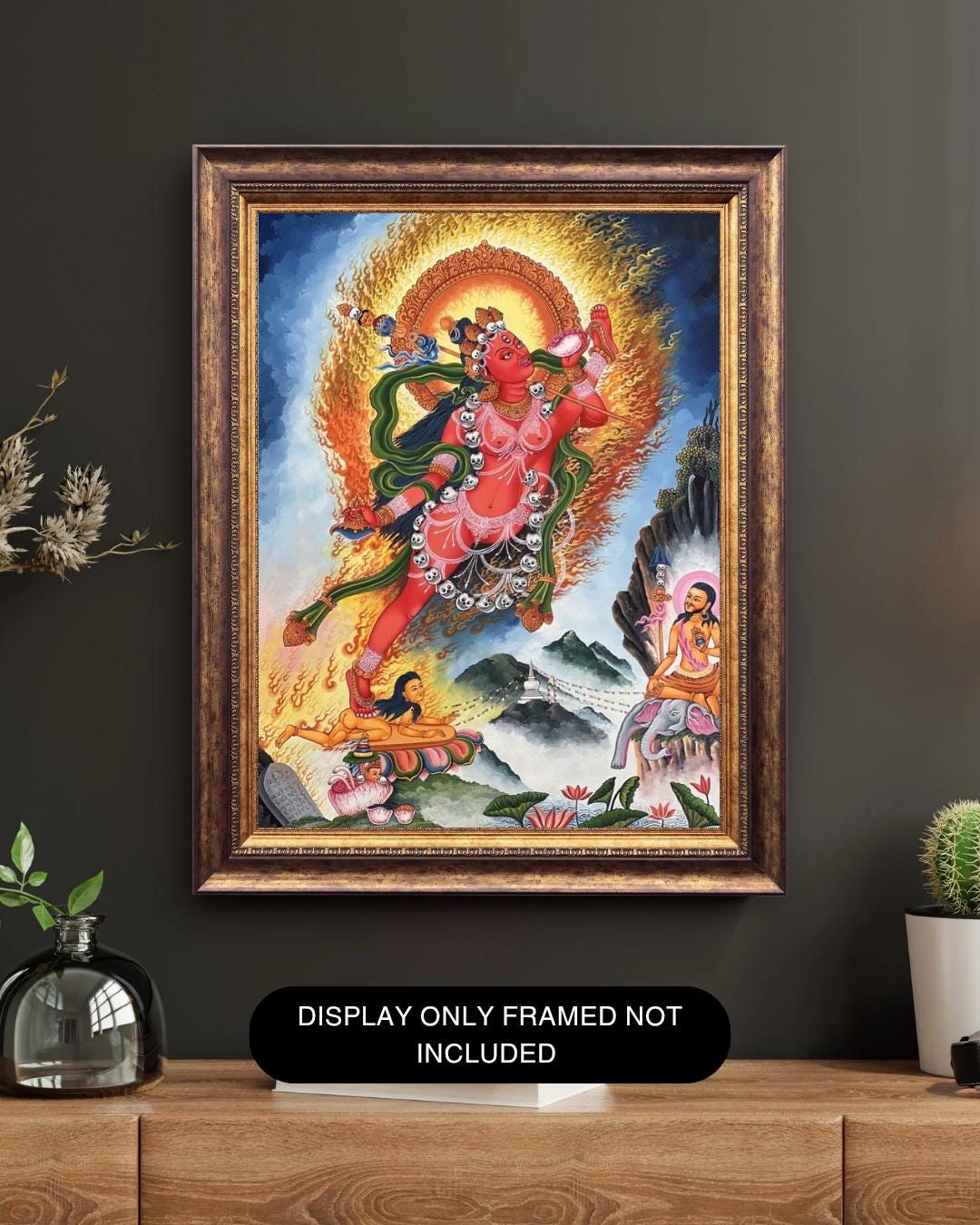 Akash Yogini Newari Paubha Thangka | Vidyadhari – The Knowledge Holder | Hand-Painted Masterpiece from Nepal