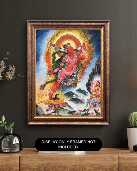 Akash Yogini Newari Paubha Thangka | Vidyadhari – The Knowledge Holder | Hand-Painted Masterpiece from Nepal