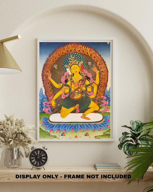 Hand-Painted Parnashavari Thangka | Gold Leaf Healing Deity Art from Nepal