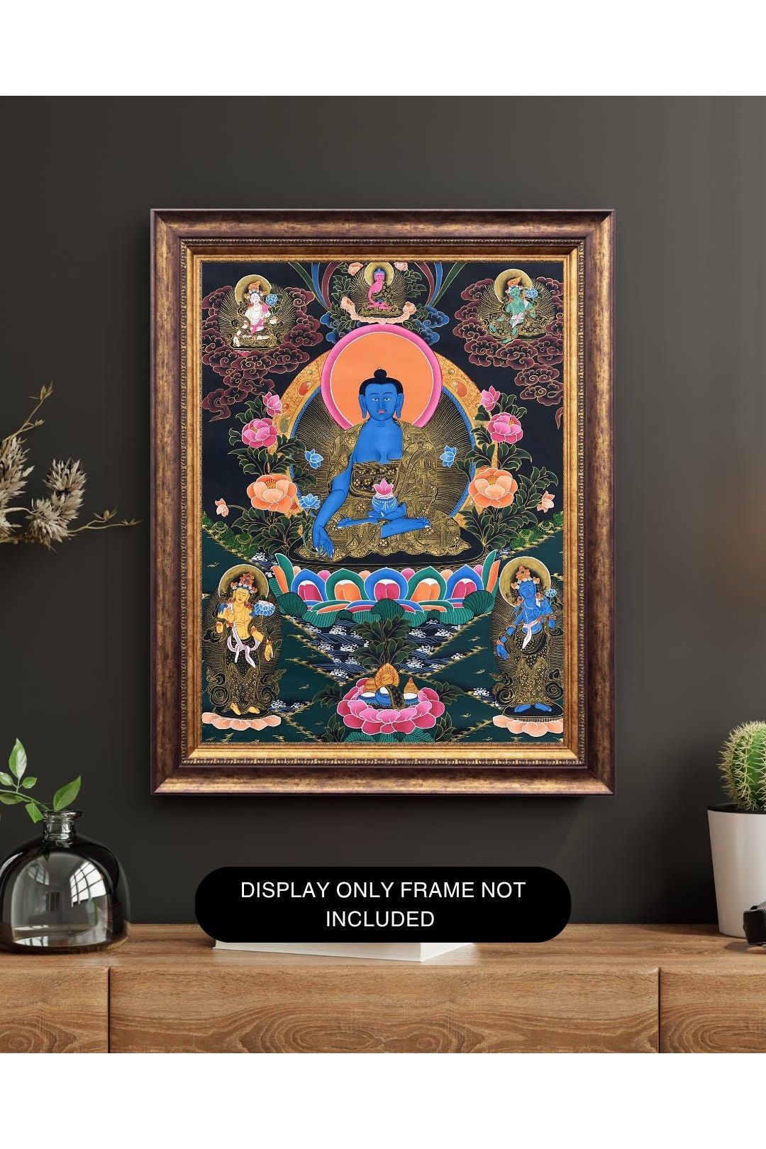 Original Medicine Buddha Thangka | Tibetan Healing Art | Hand-Painted Buddhist Painting | Wall Hanging Meditation Decor