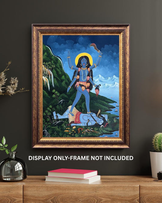 Hand-Painted Mahakali Thangka | Newari Hindu Goddess Art