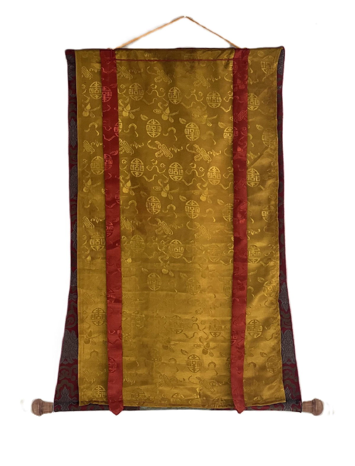 Hand-Painted Om Mandala Thangka  Tibetan Buddhist Art, Black & Gold Wall Hanging