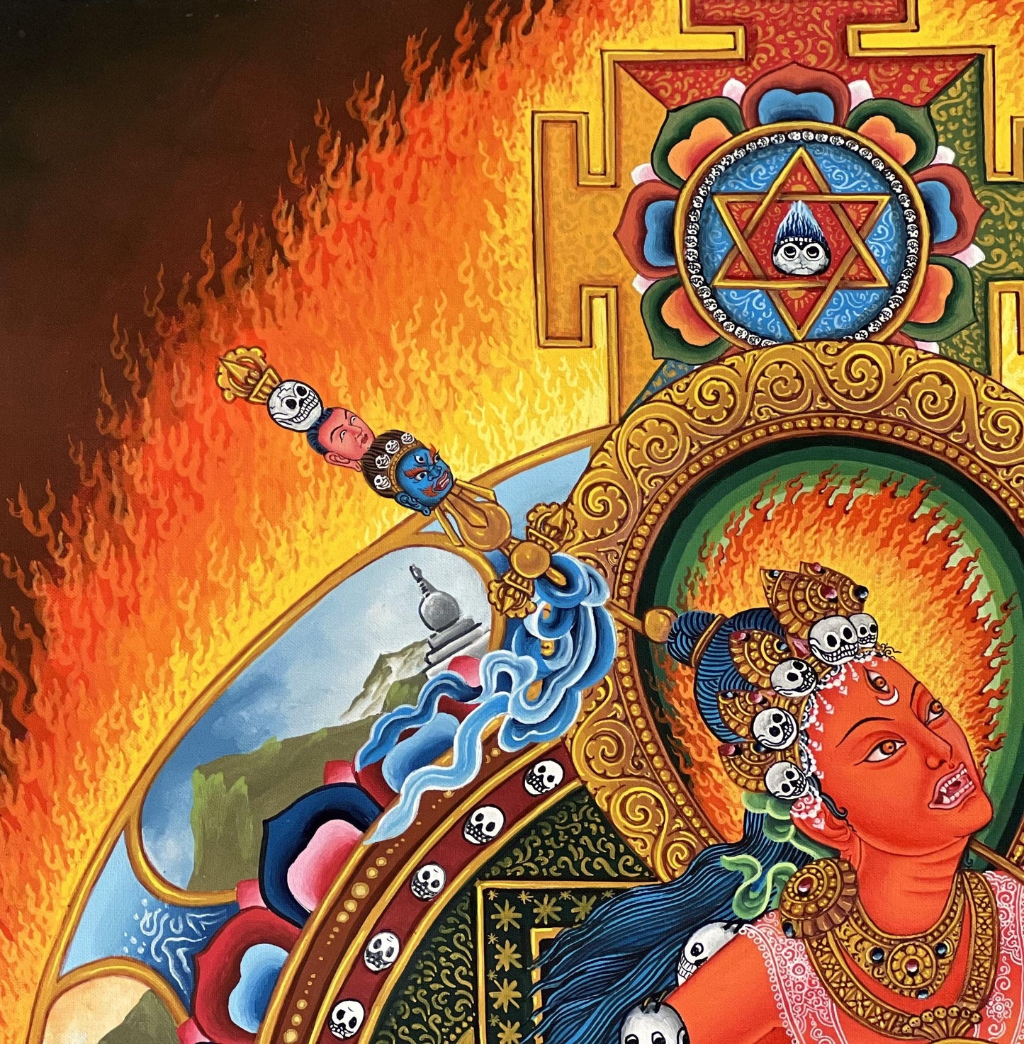 Vajrayogini Thangka Painting – Newari Paubha Art, Tantric Enlightenment