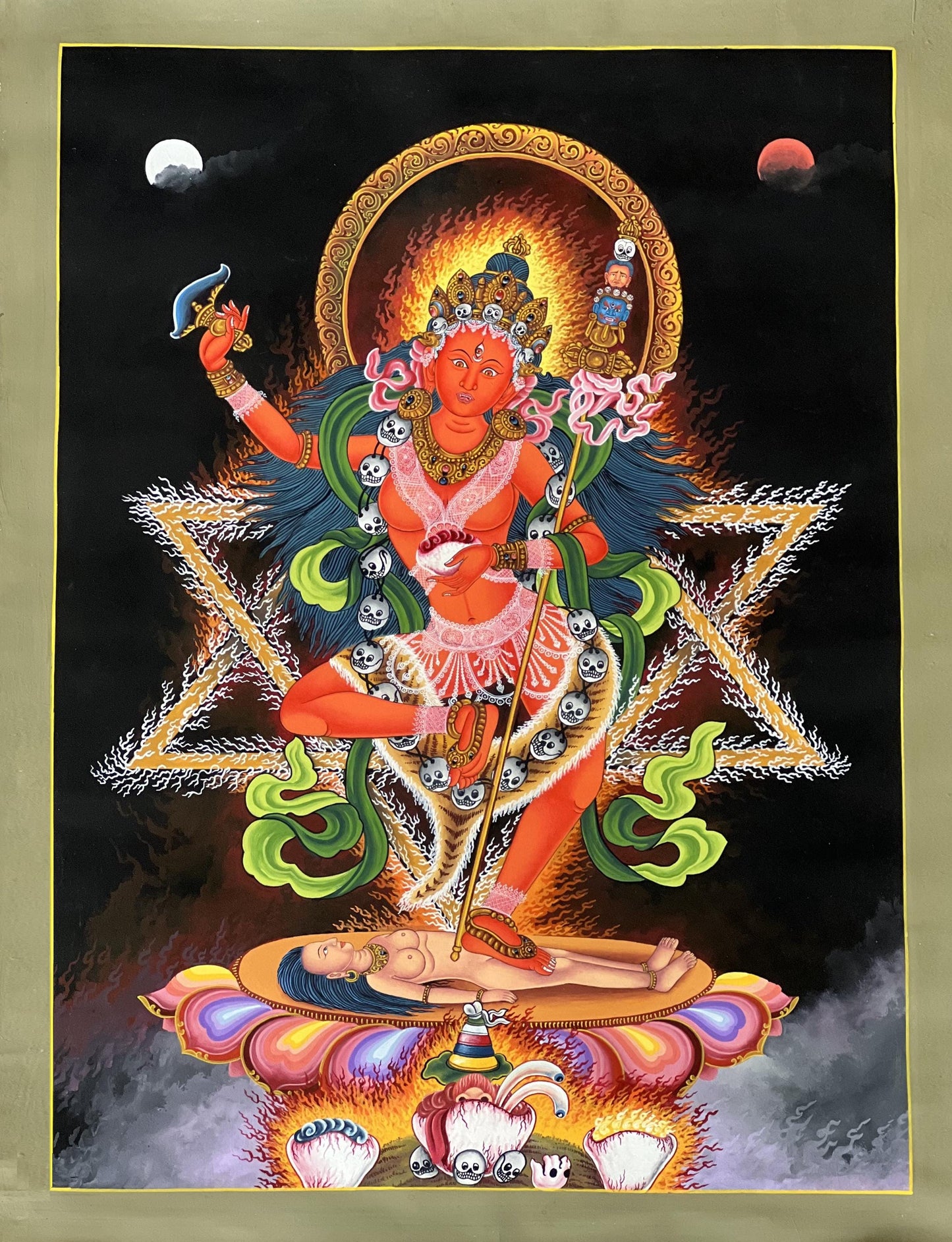 Vajravarahi Newari Paubha Masterpiece Painting – Hand-Painted Tantric Goddess of Wisdom and Transformation