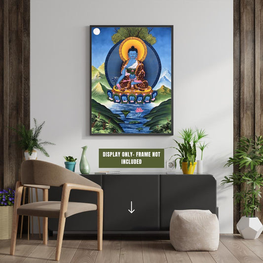 Bhaisajyaguru Medicine Buddha Paubha | Healing Thangka Art | Hand-Painted Nepal Buddhist Masterpiece