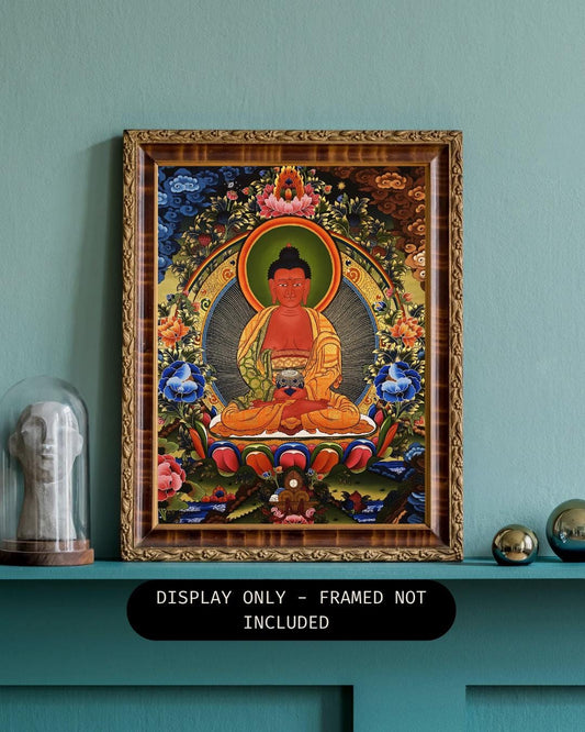 Original Hand-Painted Amitabha Buddha Thangka | Buddha of Infinite Light and Longevity | Tibetan Sacred Art
