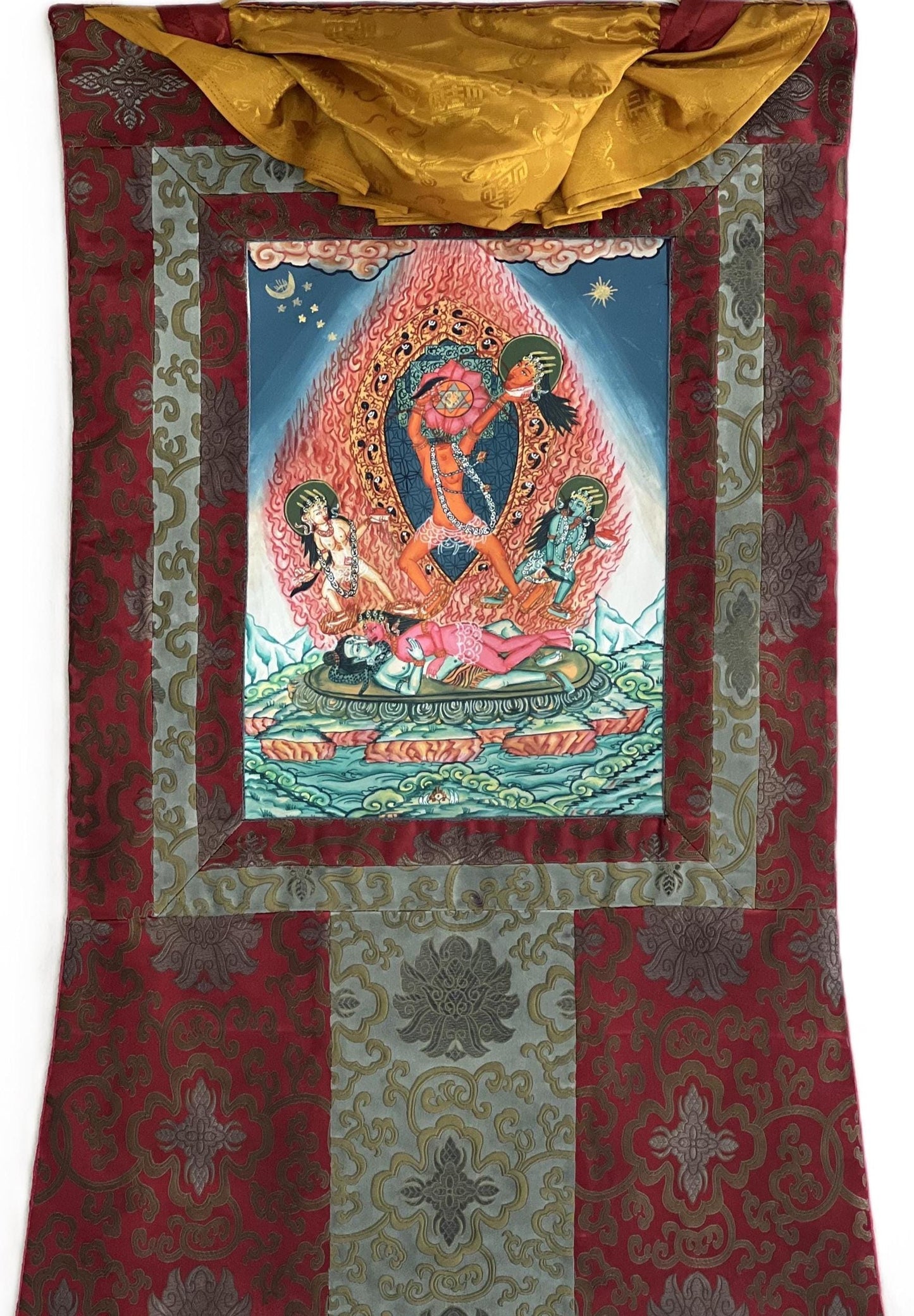 Hand Painted Chhinnamasta Thangka Painting | Hindu Mahavidya Goddess Art | Tibetan Buddhist Tantric Wall Art