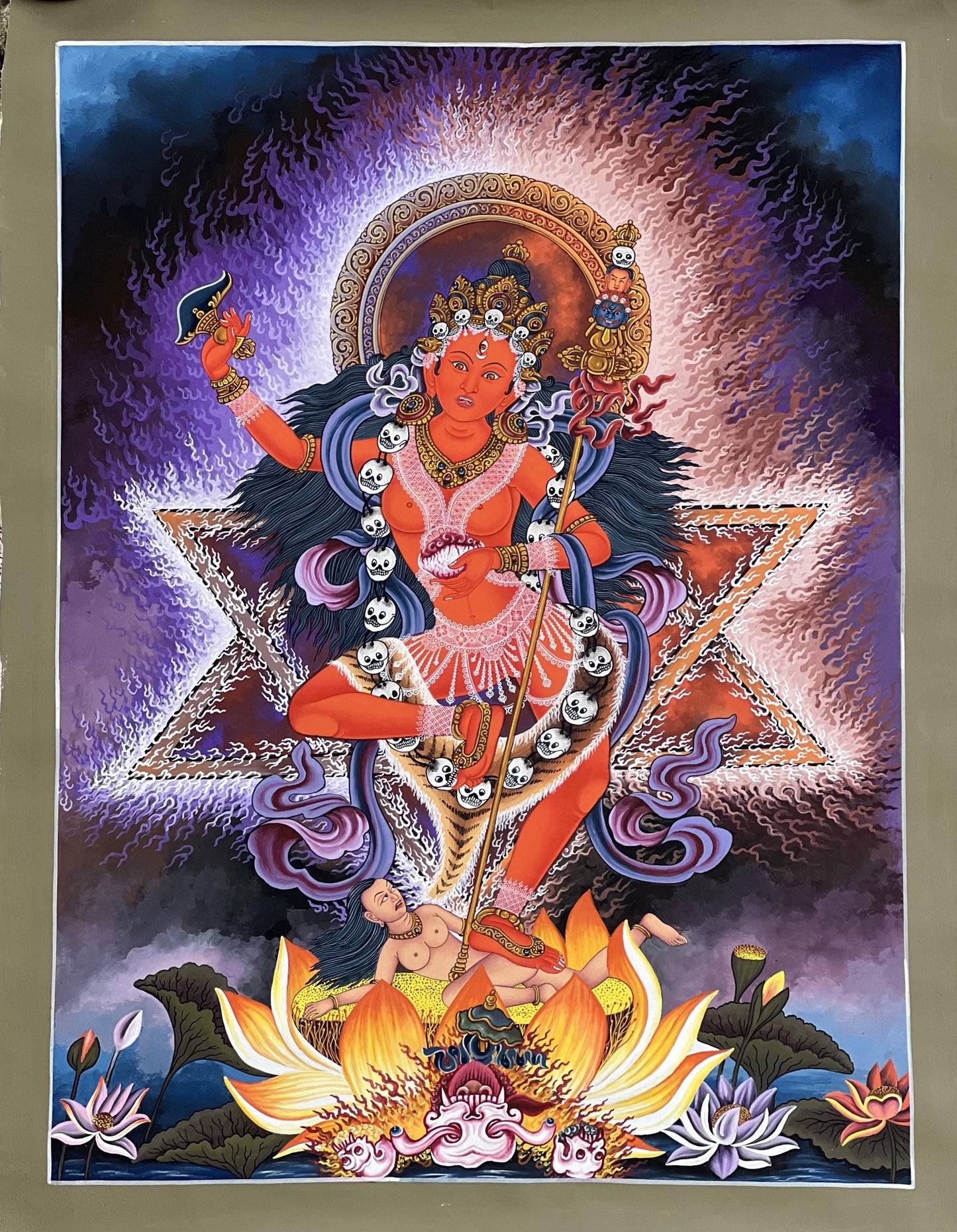 Vajravarahi Newari Paubha Original Masterpiece Art – Hand-Painted Tantric Goddess of Wisdom and Liberation Thangka