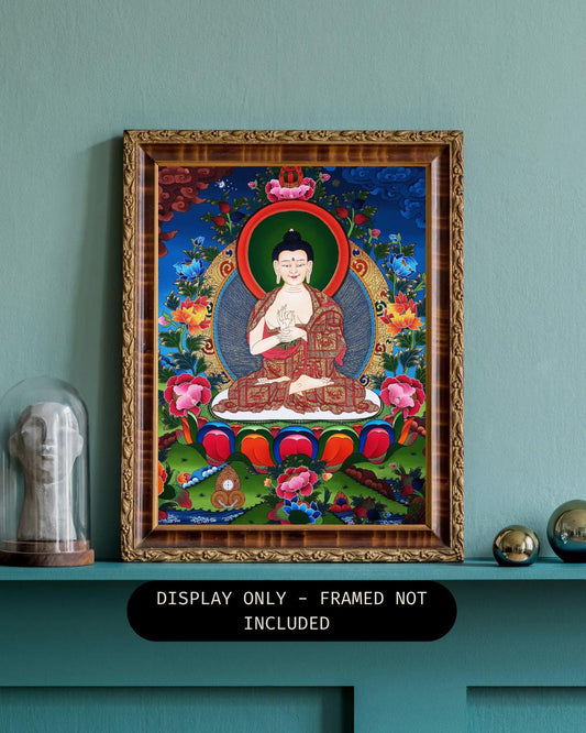 Vairocana Buddha Thangka | Hand-Painted Gold Tibetan Buddhist Art