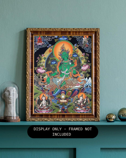 Original Large Green Tara Thangka | Hand-Painted 24K Gold Masterpiece | Tibetan Sacred Art from Nepal