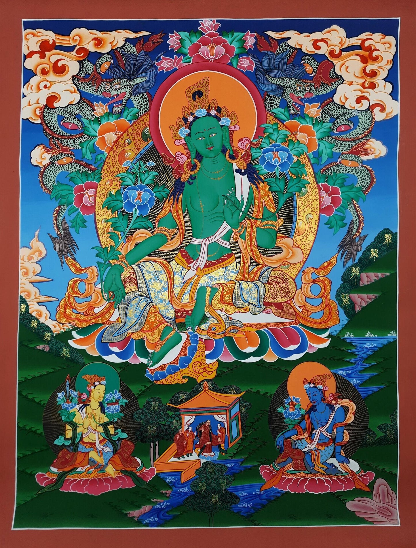 Original Hand-Painted Green Tara Thangka |  Masterpiece Painting | Tibetan Buddhist Art from Nepal