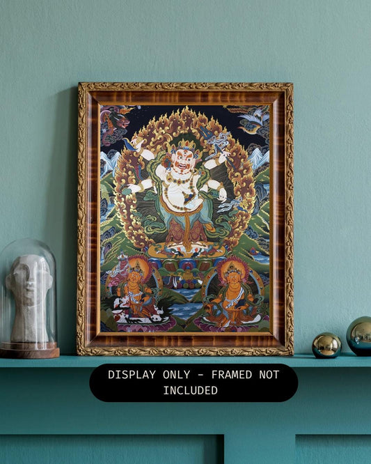 White Mahakala Thangka | 24K Gold Tibetan Buddhist Art