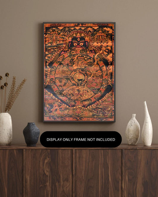 Hand-Painted Wheel of Life Thangka | Tibetan Buddhist Mandala Art