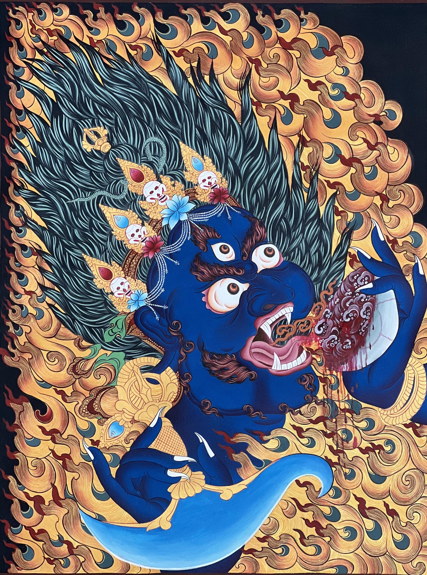 Mahakala Thangka Painting – Hand-Painted Wrathful Deity Art