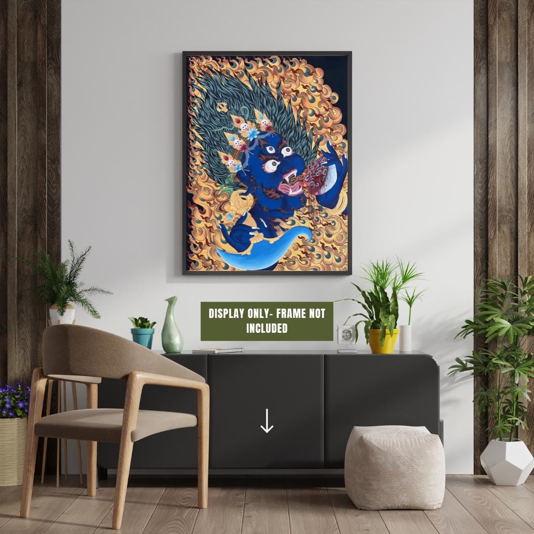 Mahakala Thangka Painting – Hand-Painted Wrathful Deity Art