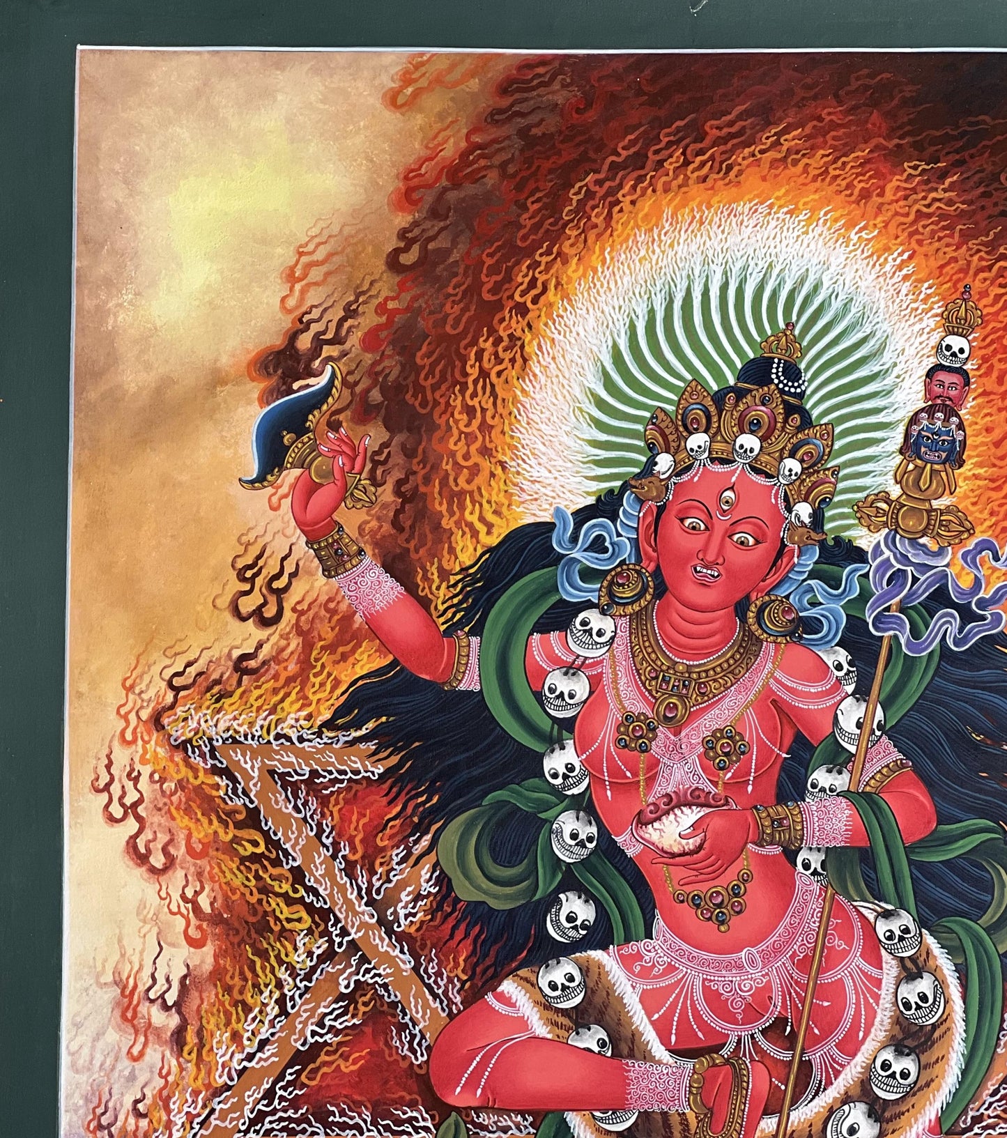 Original Hand-Painted Vajravarahi Thangka – Dorje Phagmo Female Buddha, Newari Paubha Art from Nepal