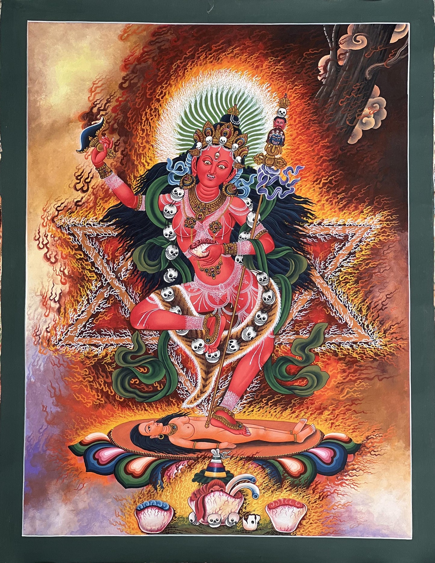 Original Hand-Painted Vajravarahi Thangka – Dorje Phagmo Female Buddha, Newari Paubha Art from Nepal