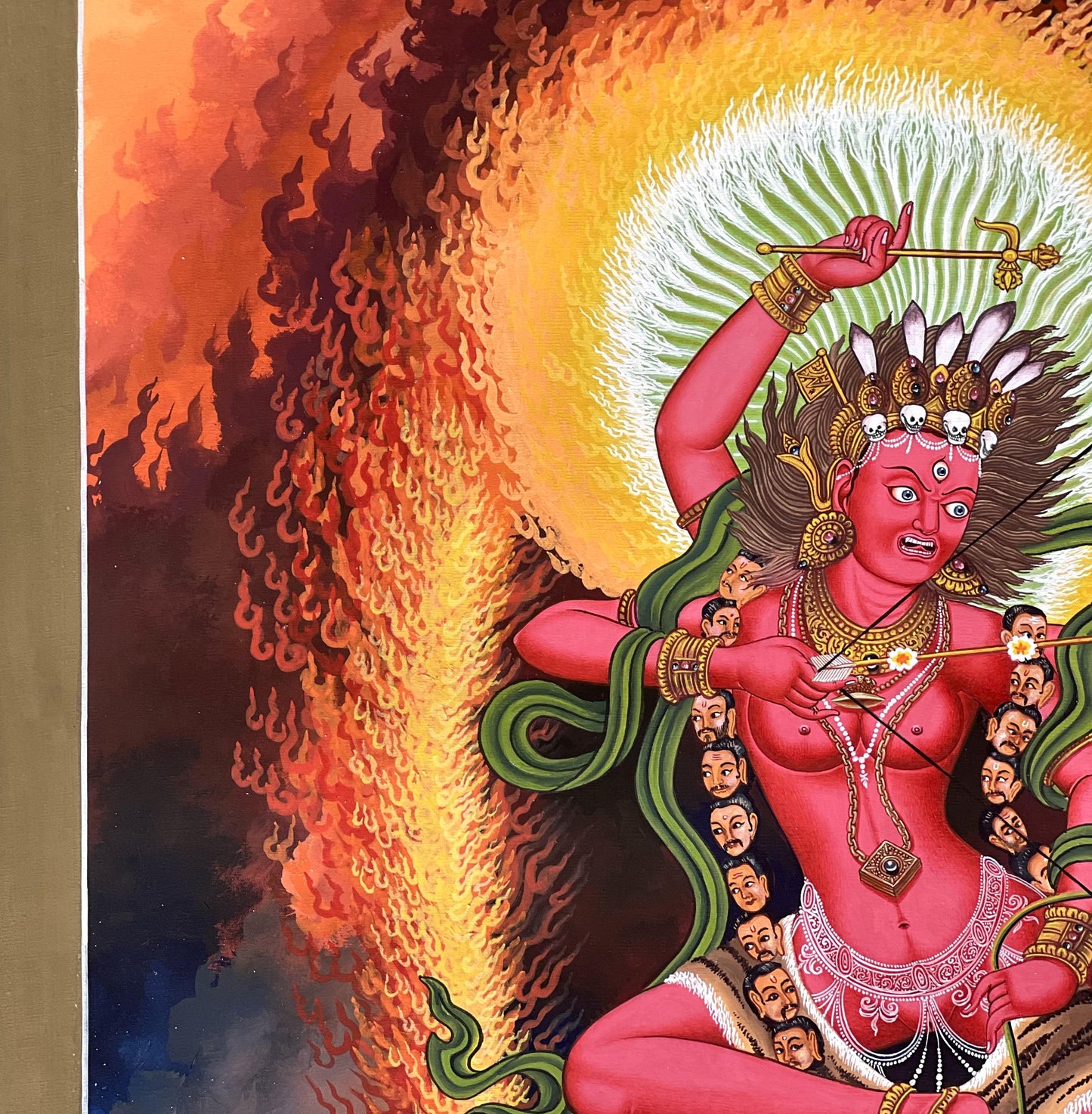 Kurukulla Tibetan Thangka | Red Dakini | Hand-Painted Buddhist Newari Paubha Art