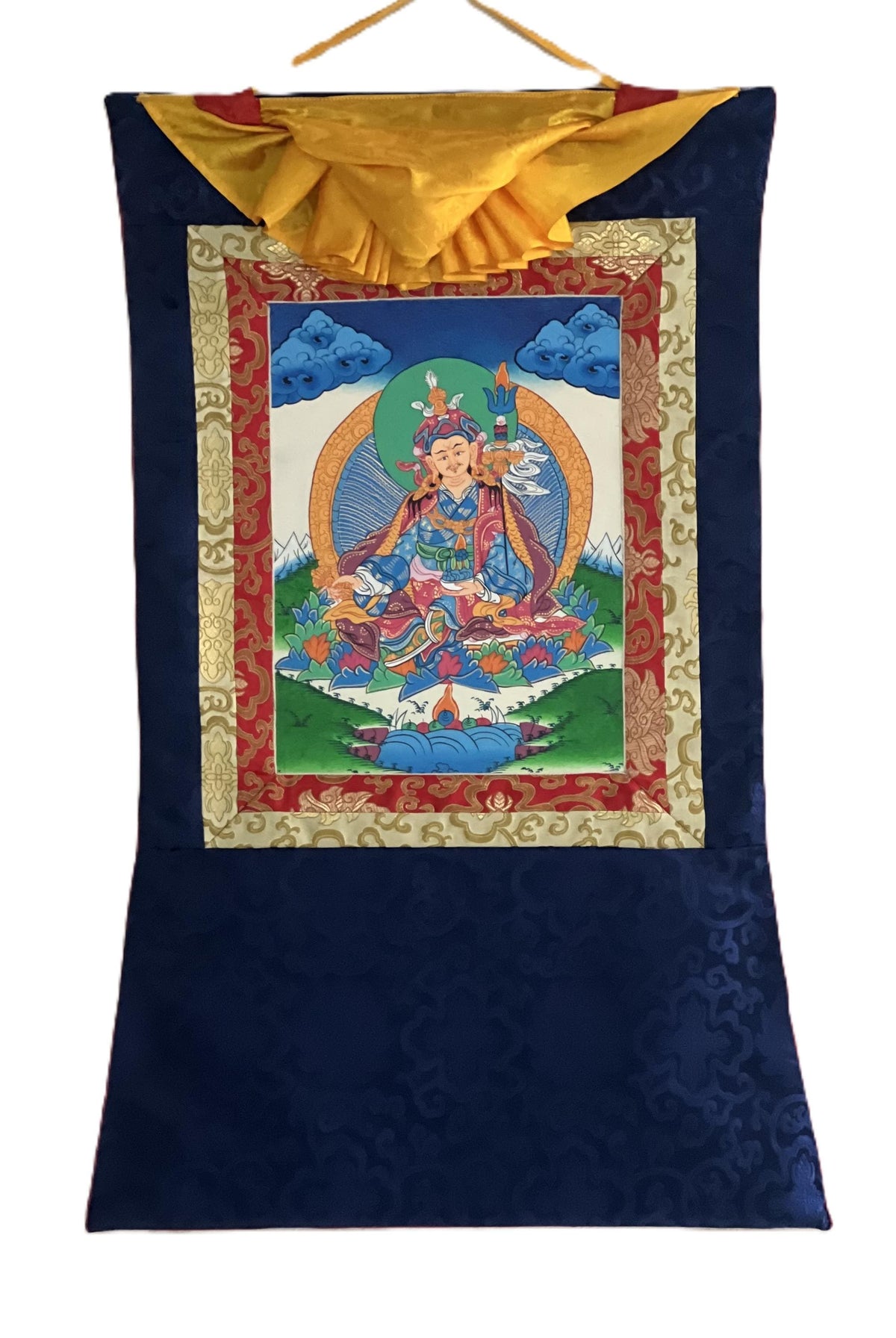 Padmasambhava Guru Rinpoche Thangka Painting | Tibetan Buddhist Art | Silk Brocade Wall Hanging