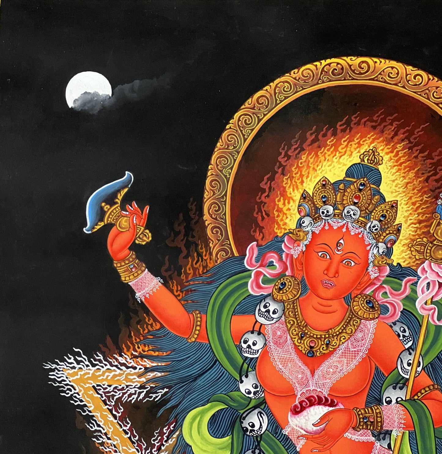 Vajravarahi Newari Paubha Masterpiece Painting – Hand-Painted Tantric Goddess of Wisdom and Transformation