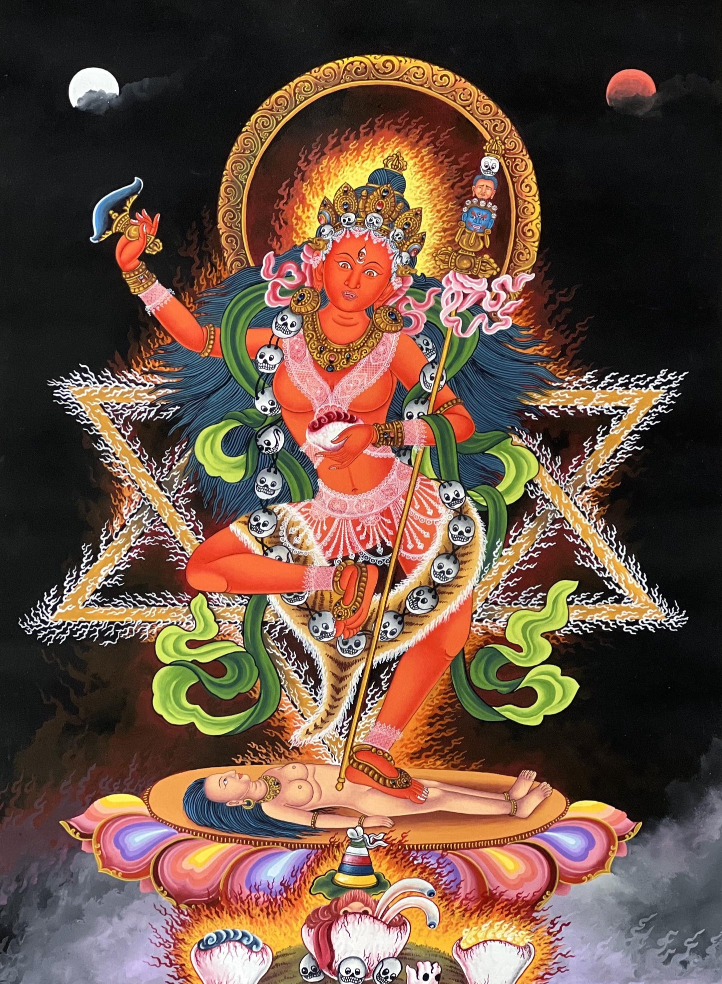 Vajravarahi Newari Paubha Masterpiece Painting – Hand-Painted Tantric Goddess of Wisdom and Transformation