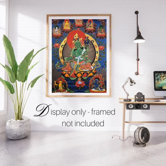 Hand-Painted Green Tara Thangka | Tibetan Buddhist Art, Goddess of Compassion