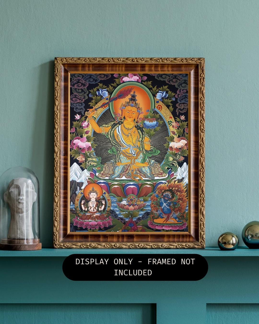 Manjushri (Jampelyang) LARGE Tibetan Thangka | Bodhisattva of Wisdom | Hand-Painted Masterpiece | Gold Painting | Enlightenment Art