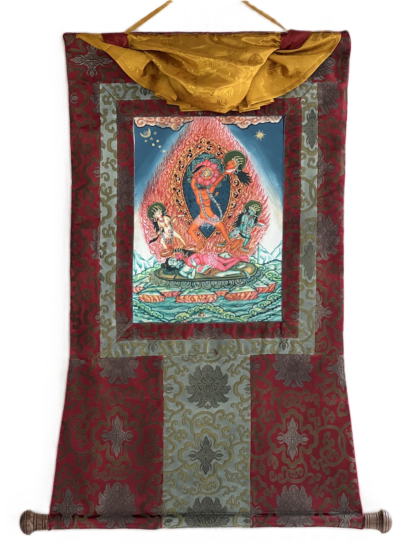 Hand Painted Chhinnamasta Thangka Painting | Hindu Mahavidya Goddess Art | Tibetan Buddhist Tantric Wall Art