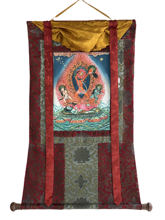 Hand Painted Chhinnamasta Thangka Painting | Hindu Mahavidya Goddess Art | Tibetan Buddhist Tantric Wall Art