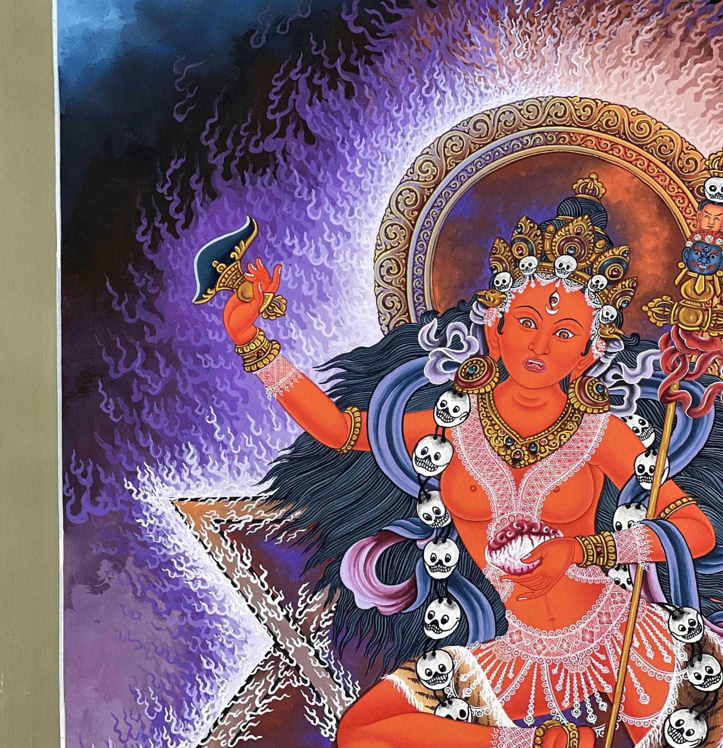 Vajravarahi Newari Paubha Original Masterpiece Art – Hand-Painted Tantric Goddess of Wisdom and Liberation Thangka
