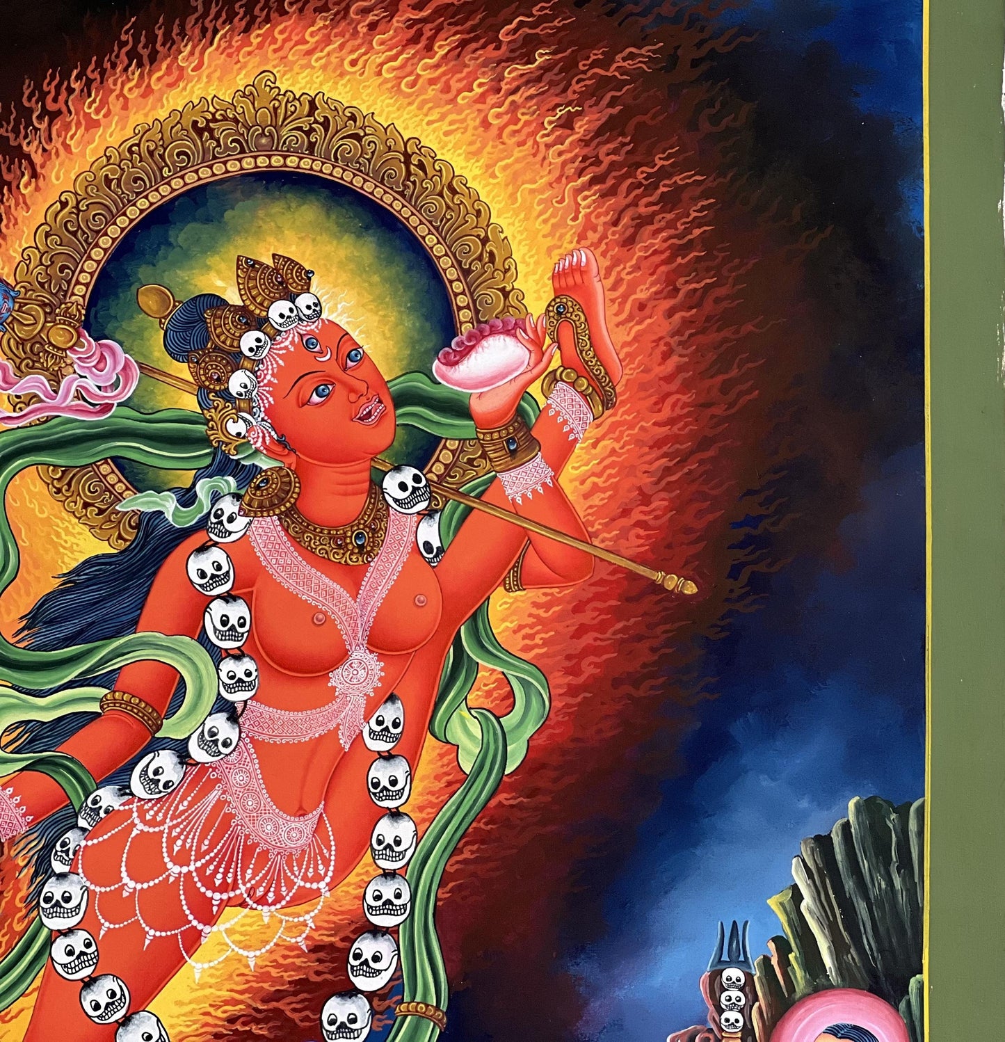 Akash Yogini Newari Paubha Thangka | Vidyadhari – The Knowledge Holder | Hand-Painted Masterpiece Art