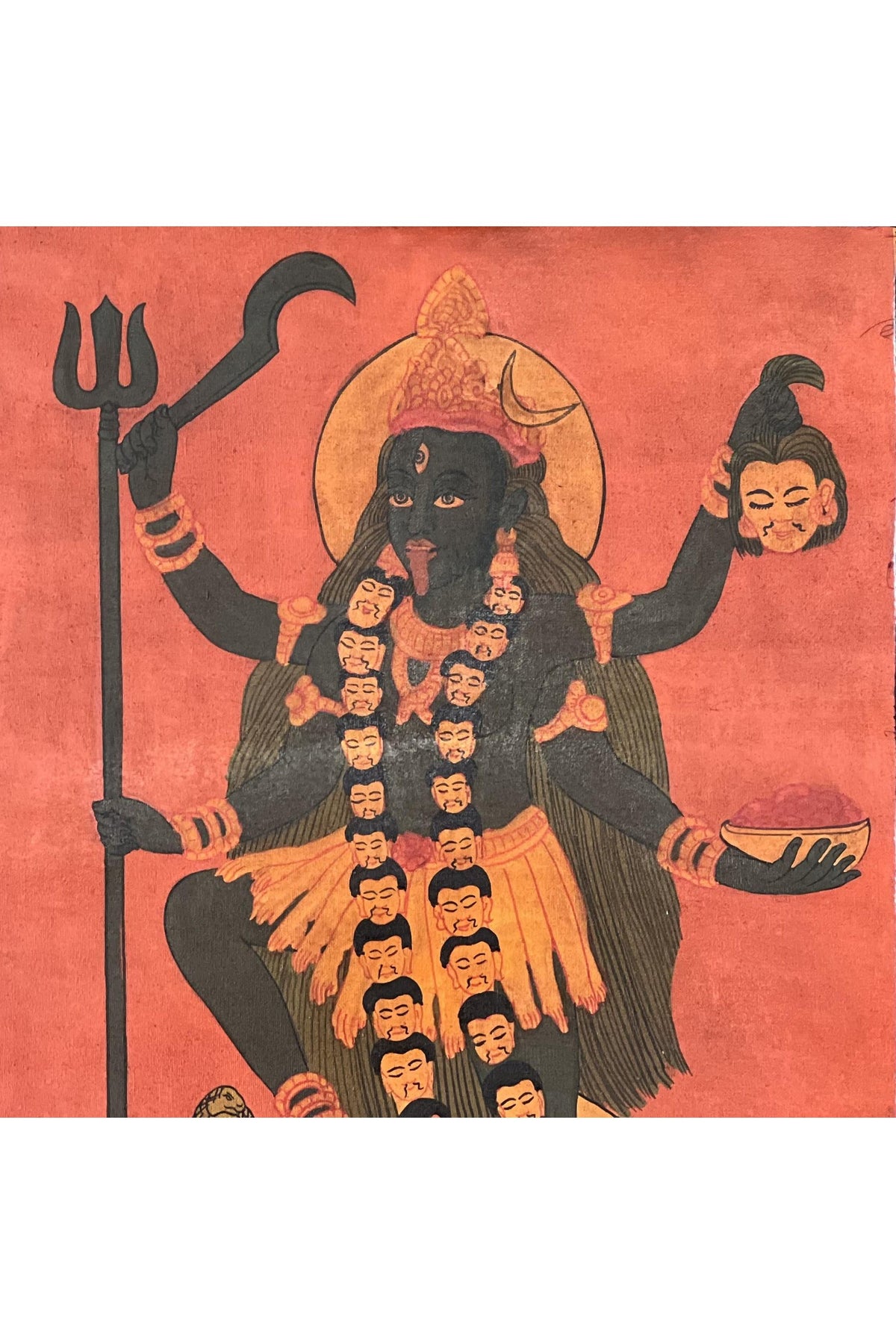 Goddess Kali Thangka Painting | Hand-Painted Hindu Art, Silk Framed