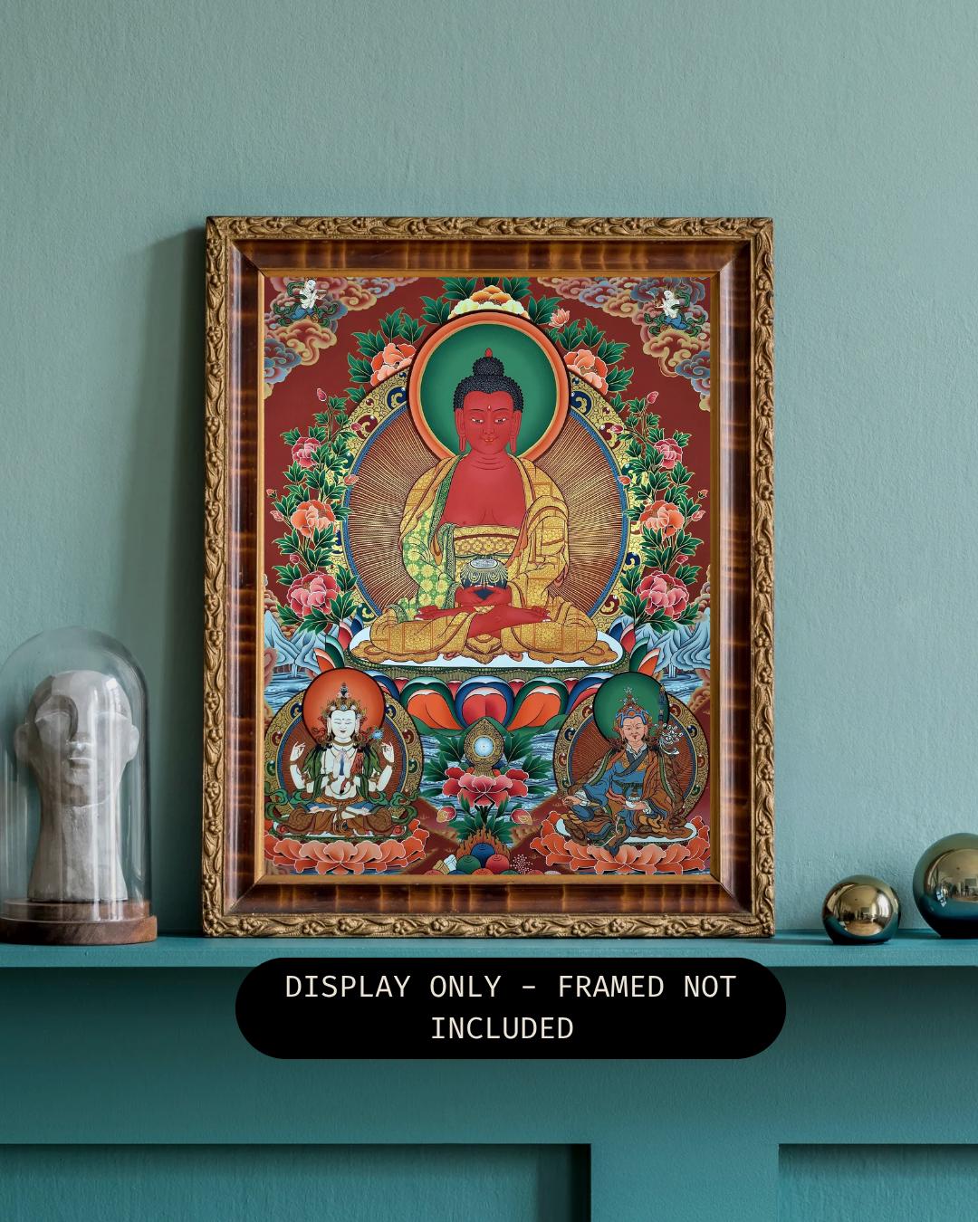 24K Gold Amitabha Buddha Thangka | Hand-Painted Tibetan Art
