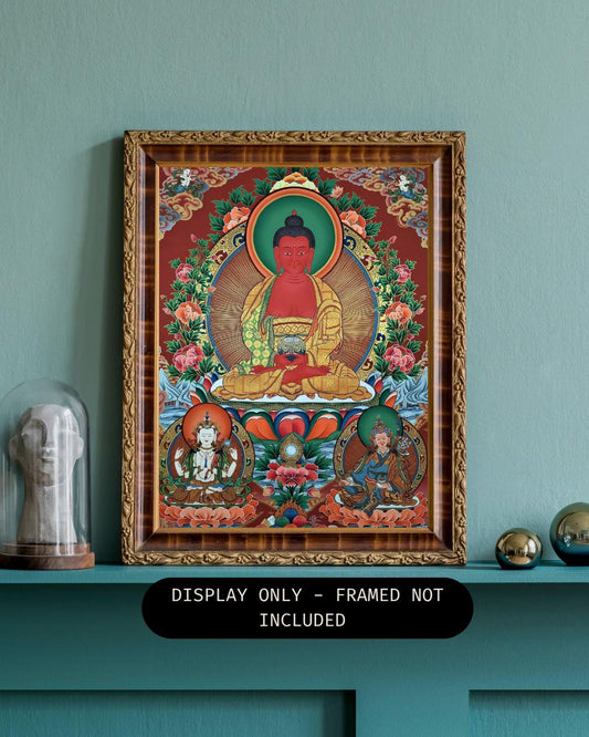 24K Gold Amitabha Buddha Thangka | Hand-Painted Tibetan Art