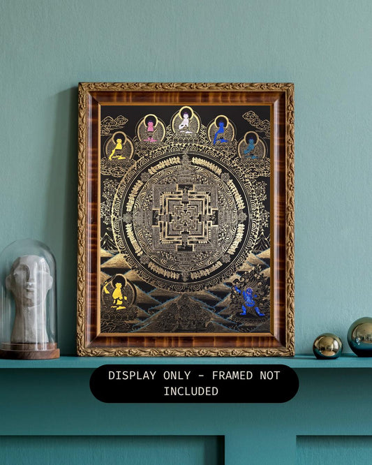 Hand-Painted Kalachakra Mandala Thangka, Tibetan Buddhist Art