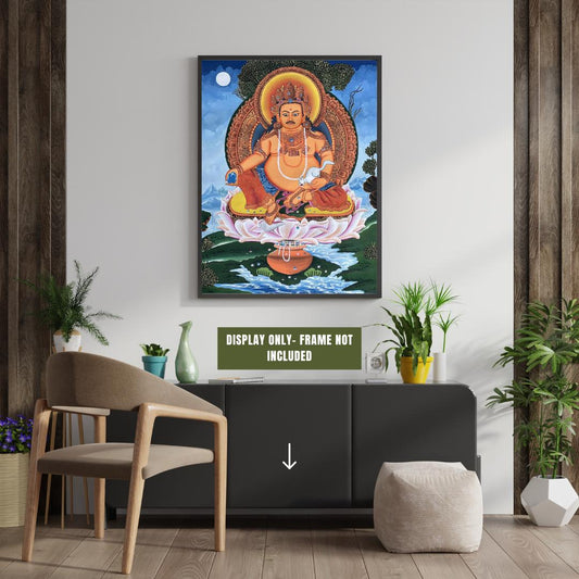 Hand-Painted Kubera God of Wealth |Yellow Jambhala Thangka  | Newari Paubha Painting | Buddhist Prosperity Art