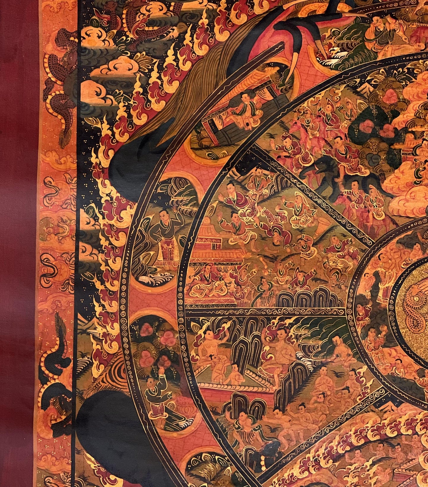 Hand-Painted Wheel of Life Thangka | Tibetan Buddhist Mandala Art