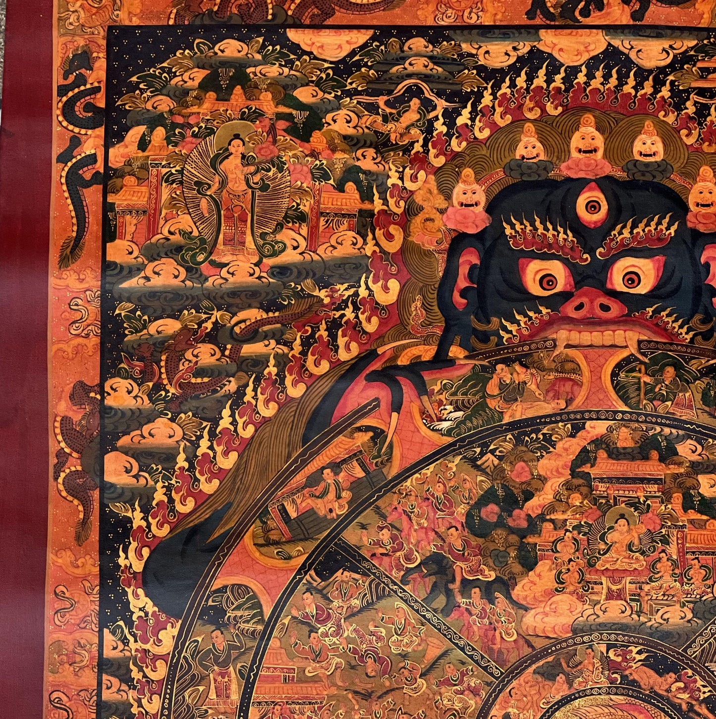 Hand-Painted Wheel of Life Thangka | Tibetan Buddhist Mandala Art