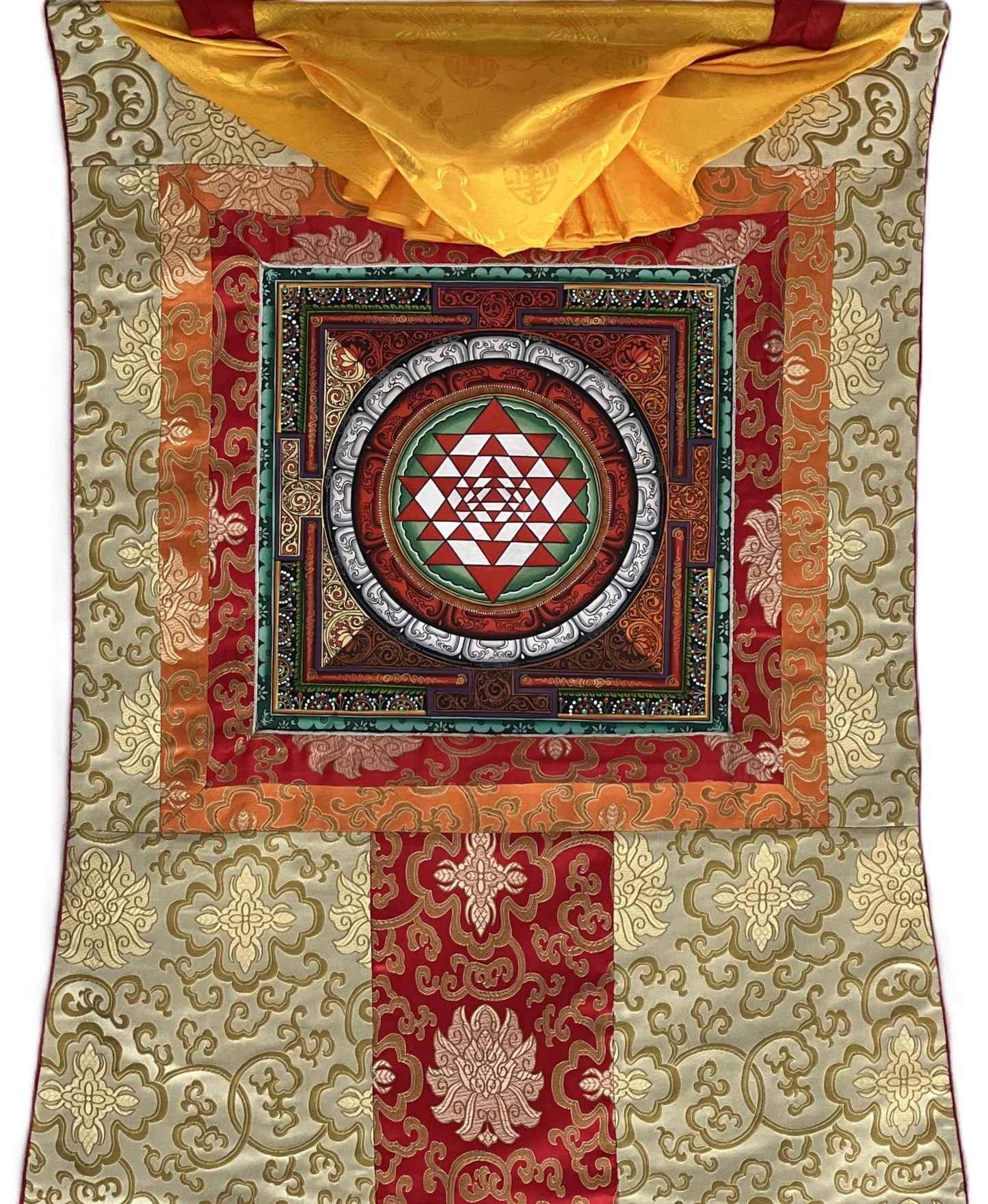 Shri Yantra Mandala Painting | Newari Sacred Art Silk Thangka