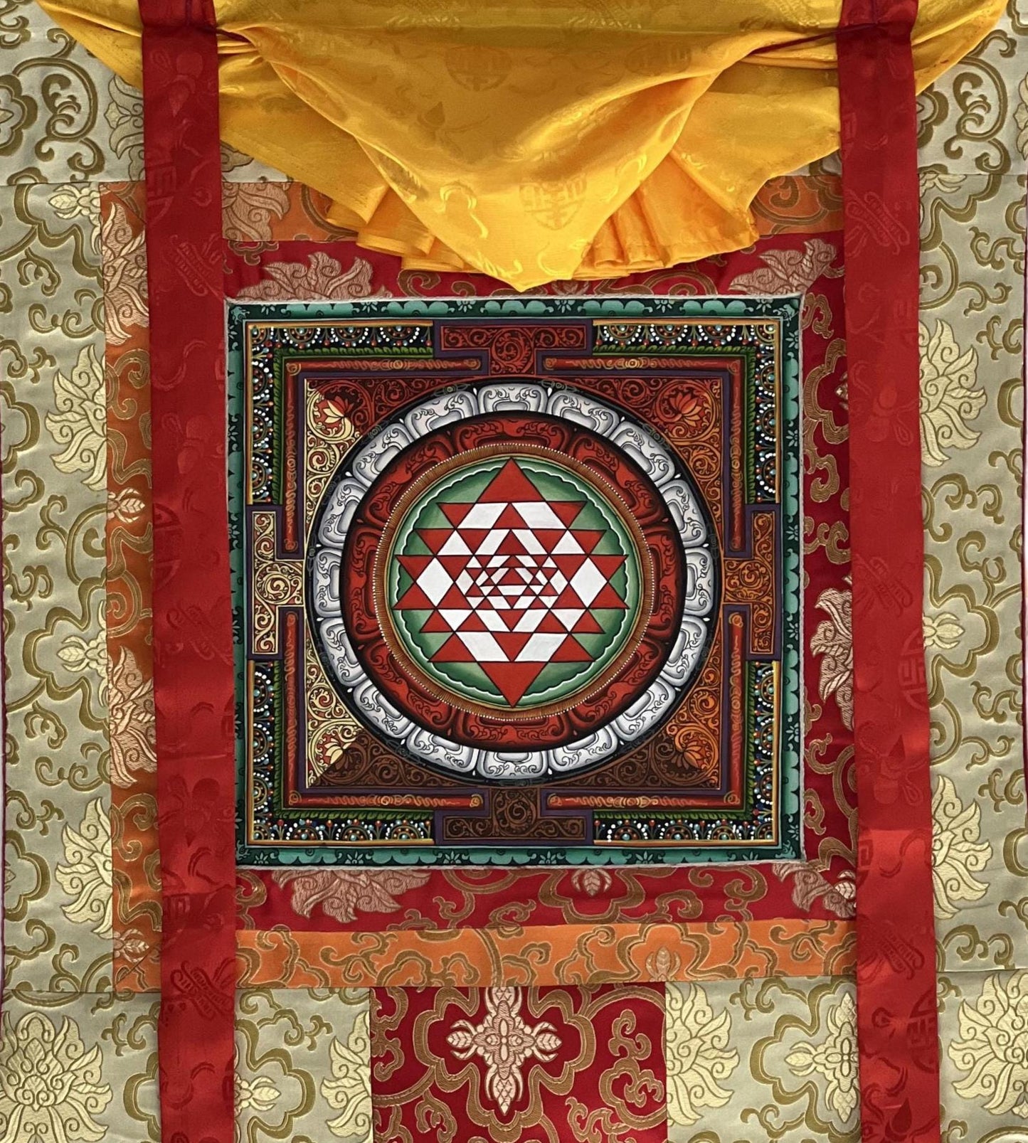 Shri Yantra Mandala Painting | Newari Sacred Art Silk Thangka