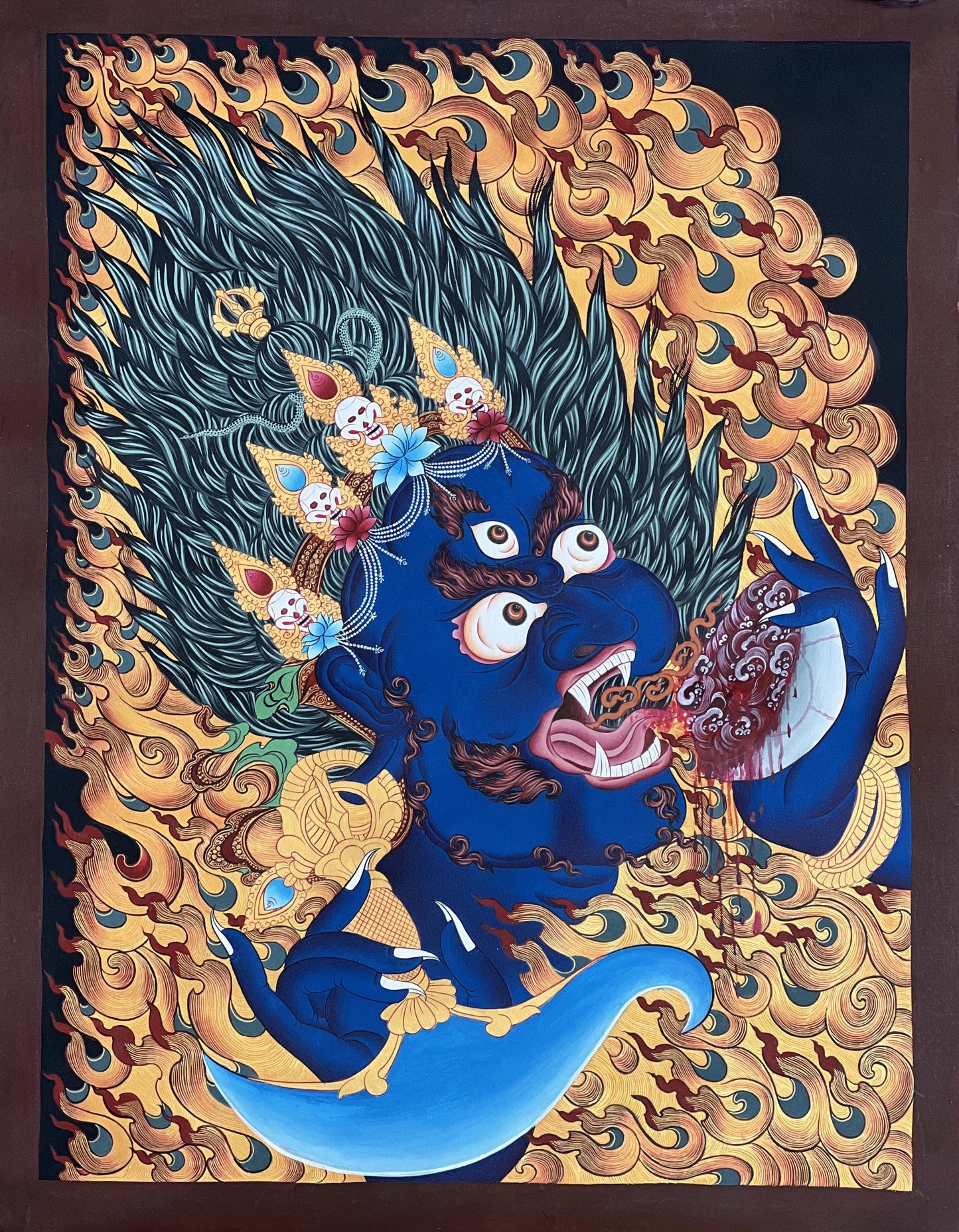 Mahakala Thangka Painting – Hand-Painted Wrathful Deity Art