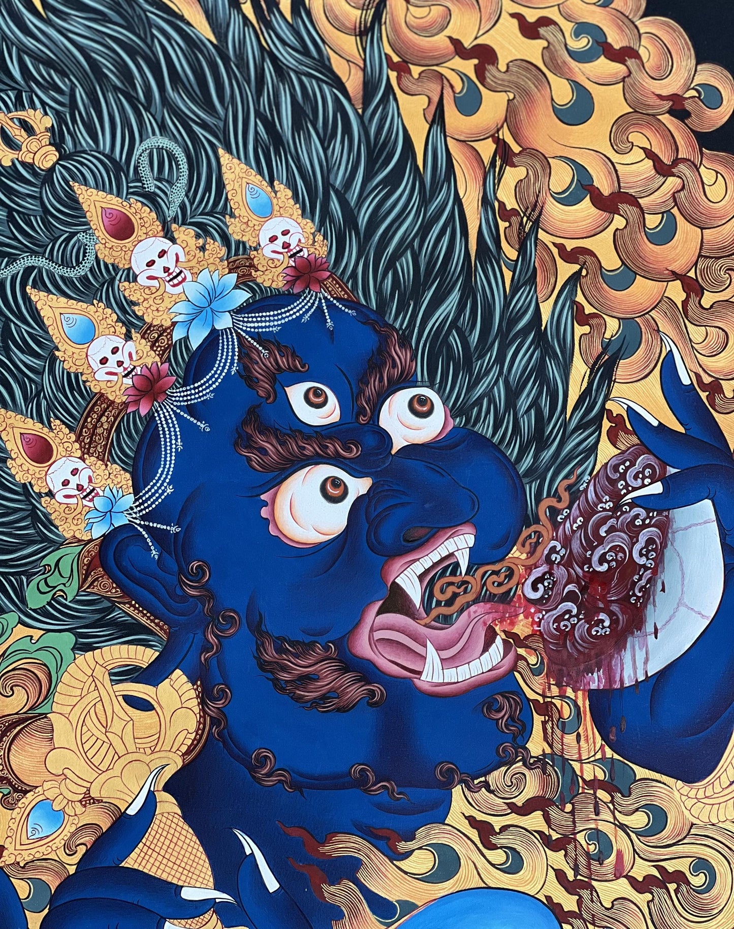 Mahakala Thangka Painting – Hand-Painted Wrathful Deity Art