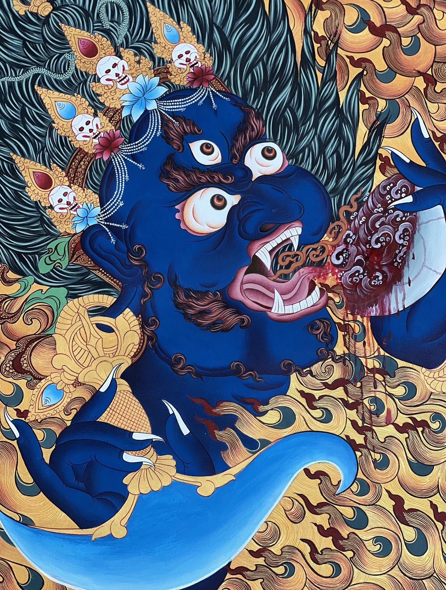 Mahakala Thangka Painting – Hand-Painted Wrathful Deity Art