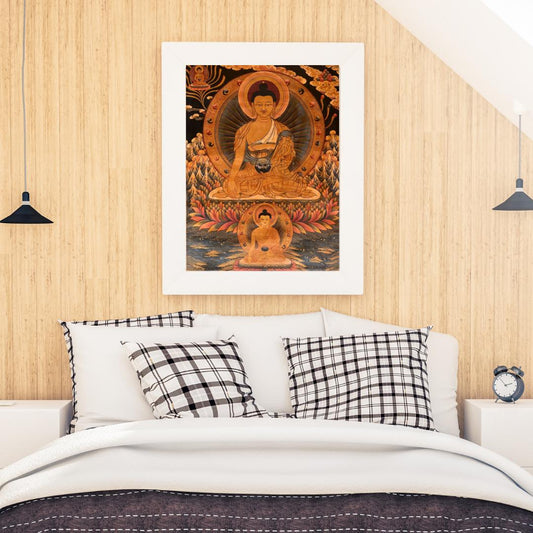 Hand-Painted Shakyamuni Buddha Thangka – Tibetan Art, Meditation Decor (24.5 x 33 in)