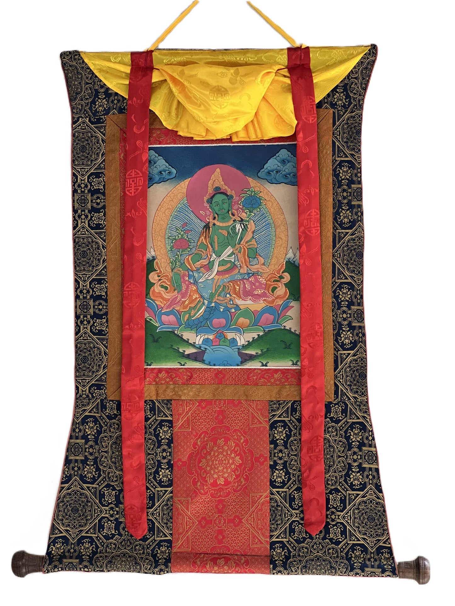 Green Tara Tibetan Thangka | Hand-Painted Buddhist Goddess Art