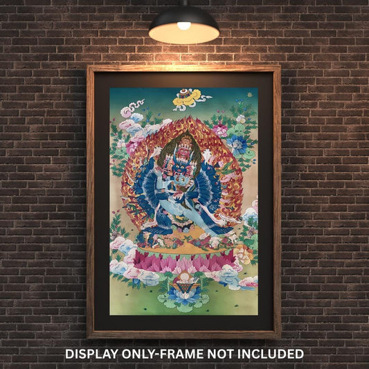 Yamantaka Shakti Tibetan Thangka | Wrathful Protector Art | Hand Painted Buddhist Masterpiece |  Nepal Sacred Painting