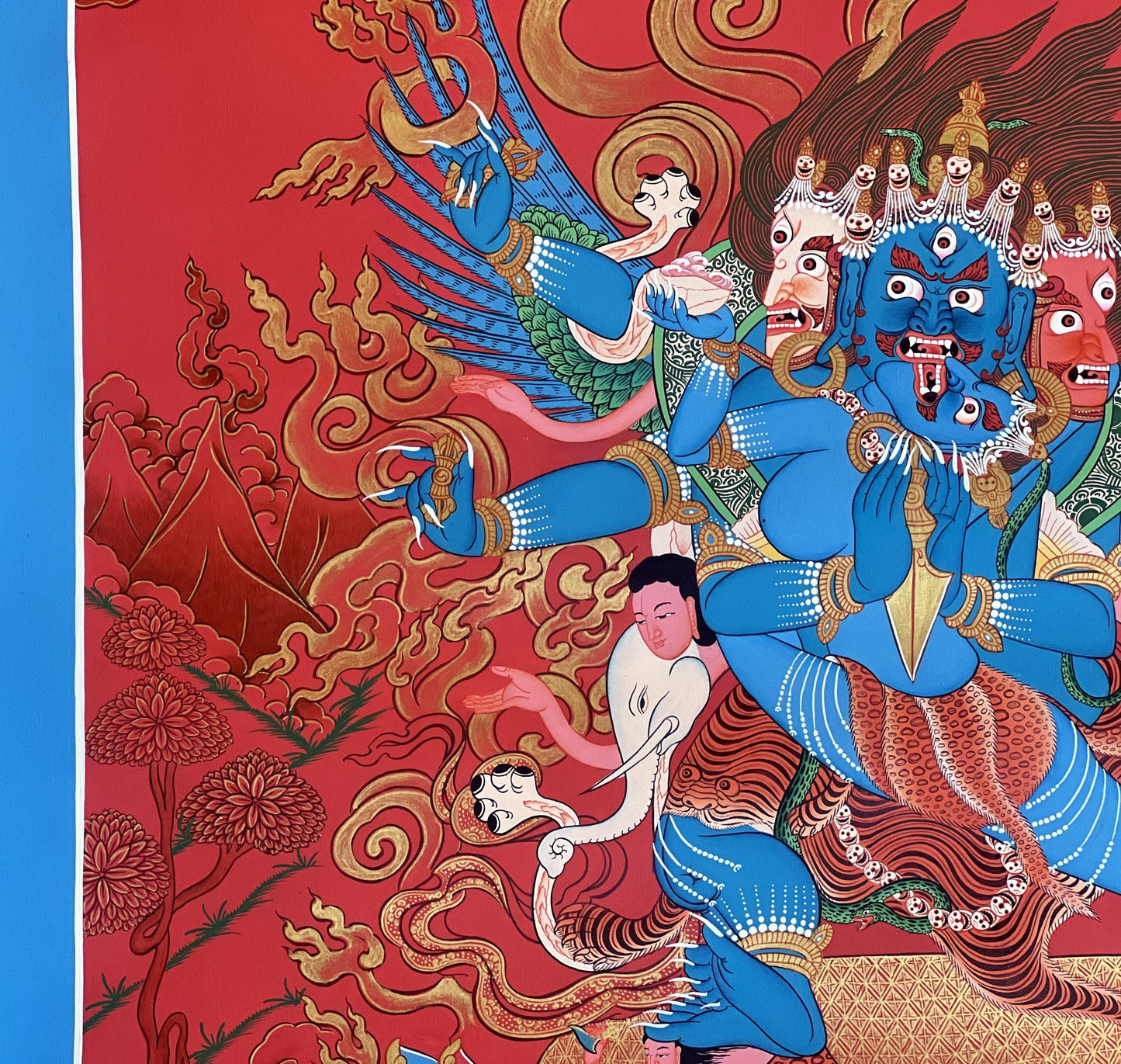Large Vajrakilaya Tibetan Thangka Painting – Masterpiece Buddhist Art, Spiritual Decor, Handcrafted Art